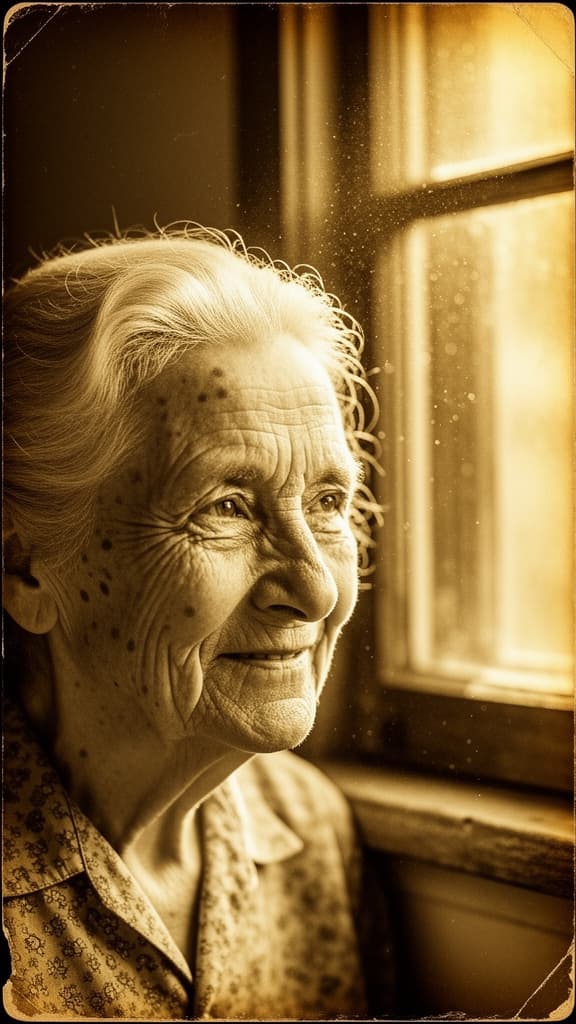 Portrait-style family memory image in warm light